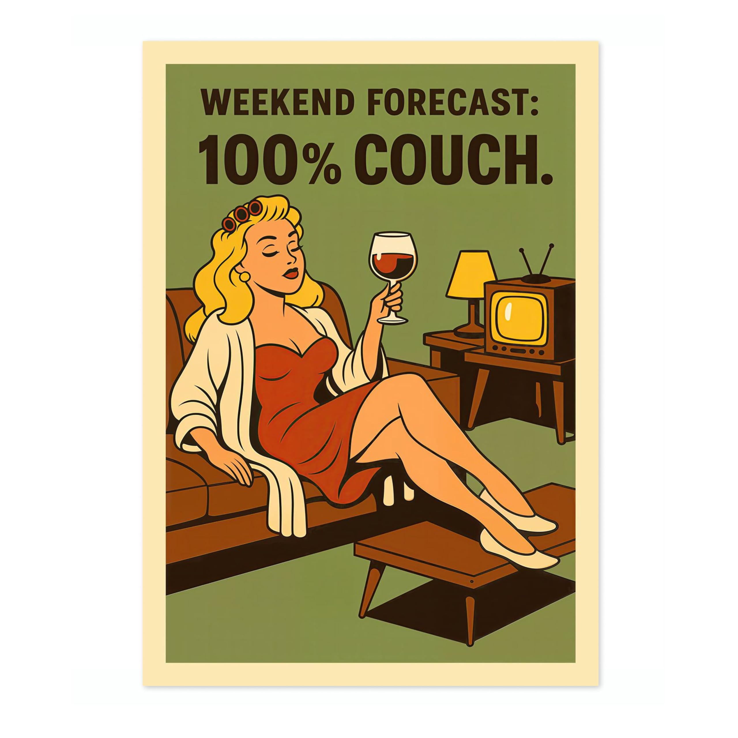 Animato Weekend Forecast Poster, Vintage Retro Funny Print, Kitchen Wall Art, A1 (Print Only) - 84.1x59.4cm