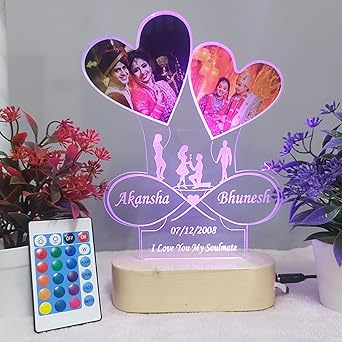 SHAYONA Gift for Her as Personalized 3D Illusion Photo Multi Color Lamp Custom Acrylic Lamp Gift. 3D Night Light Gift for Wife. Custom Led Lamp Gift for Girlfriend