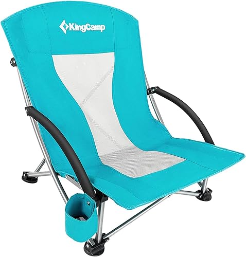 Miniatura 14 de KingCamp Sillas de playa bajas, silla portátil plegable para adultos, asiento ligero extra ancho, 300 libras, mochila de gran tamaño, bolsa de