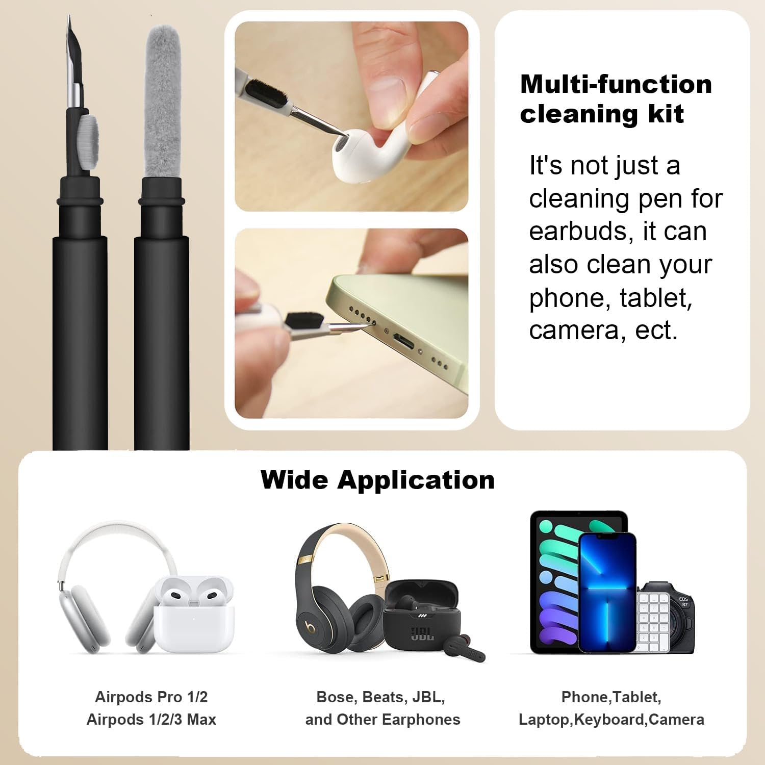 LOPIE Case Compatible with AirPods 3 (Released in 2021), Carbon Fiber Style Vegan Leather Case with Clip & Cleaner Kit, Protective Cover for Gen 3 AirPods (Not for AirPod Pro 3rd Generation) - Black