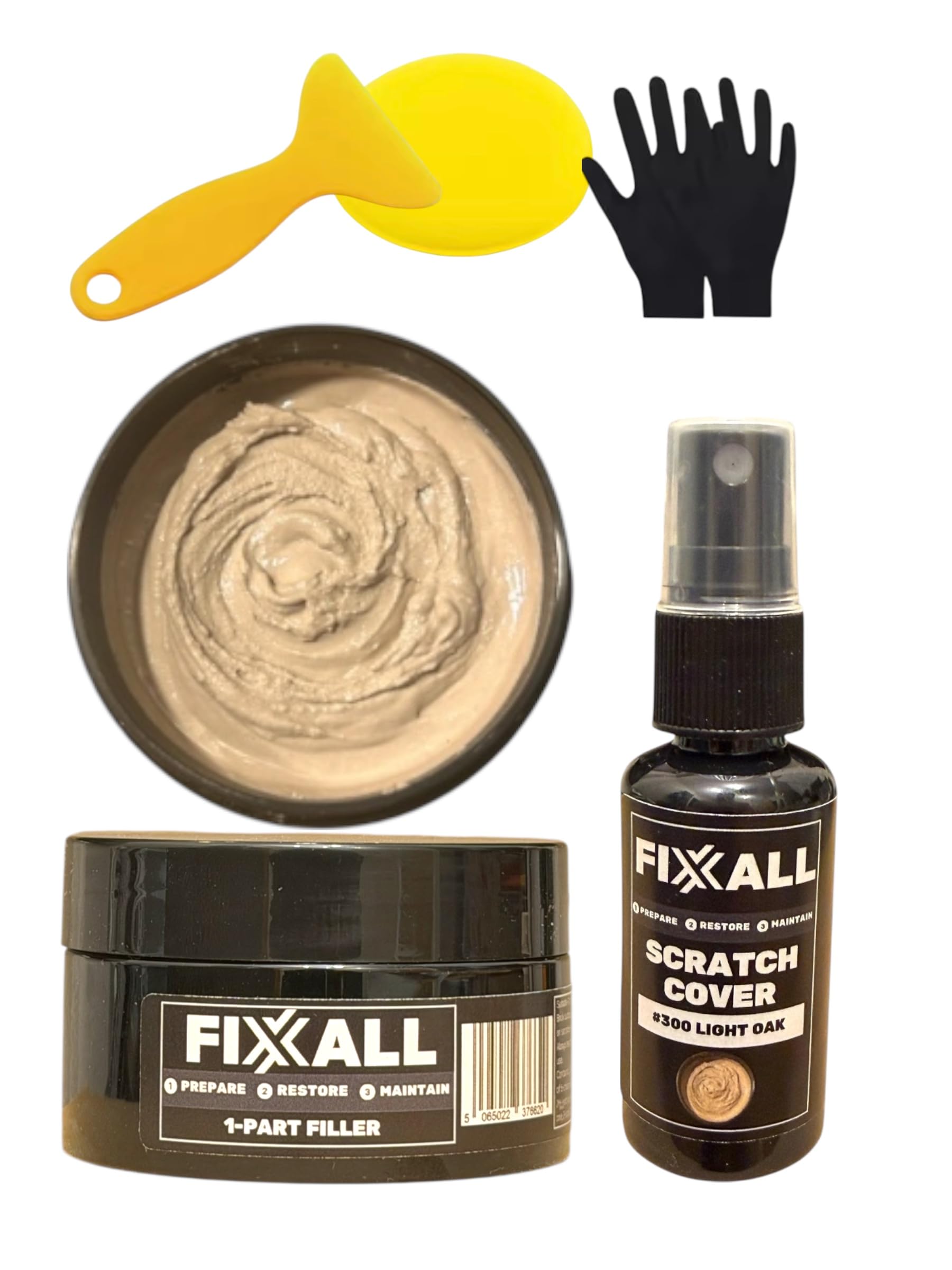 Fixxall All Surface Repair Kit – Wood, Stone & Tile Repairs - Scratch Cover + Repair Filler for Worktops & Floors – Covers Scratches, Scuffs & Small Chips – Quick, Easy DIY (Light Oak)