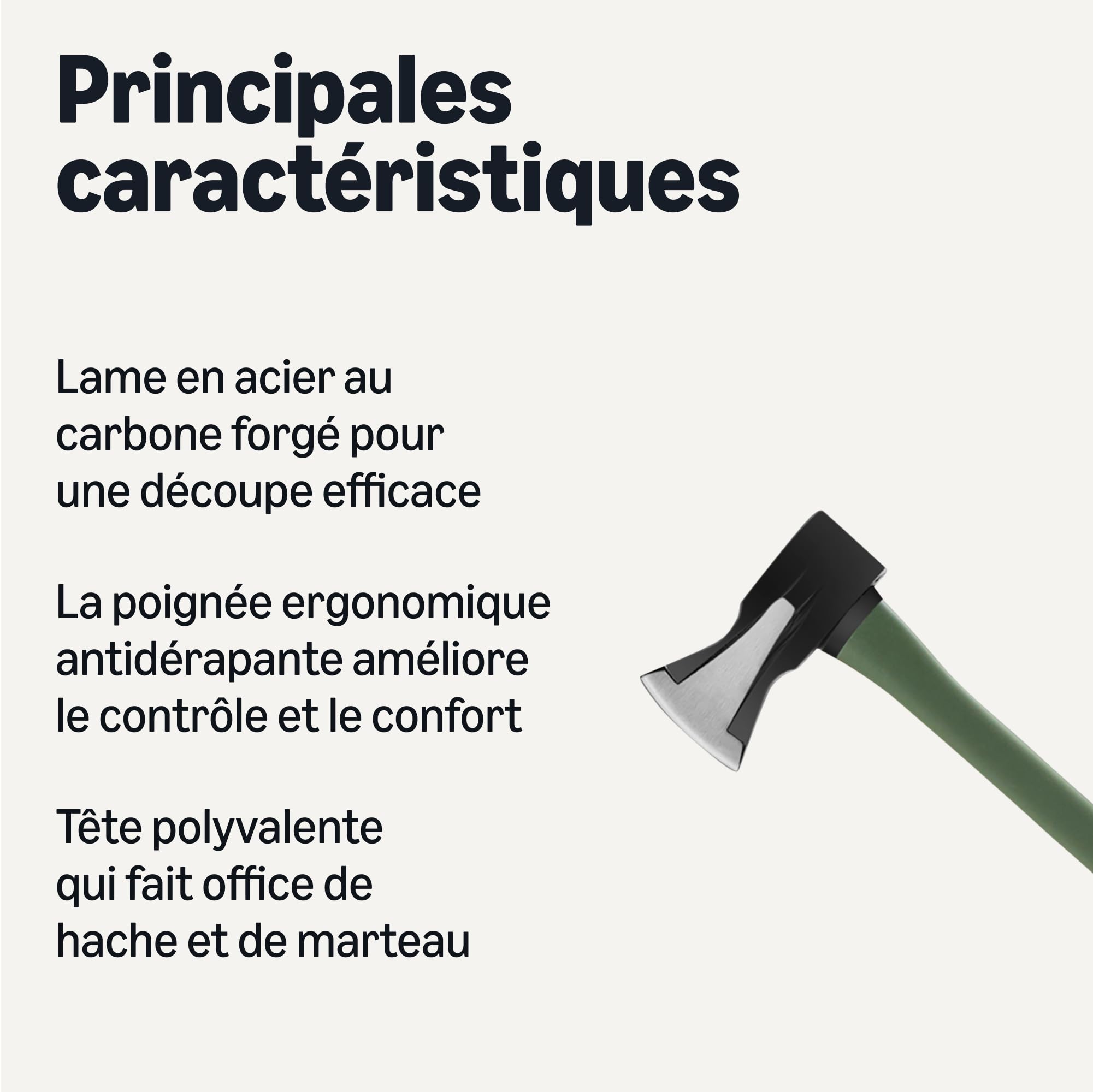 Amazon Basics Hache à Fendre, 35.4 x 6.5 x 2.1 inches, Olive, Noir, Lot de 1