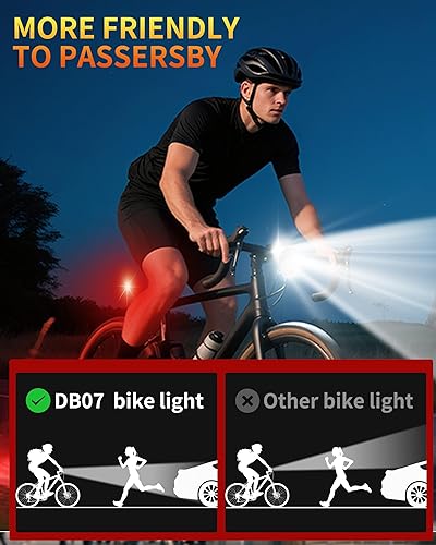 Miniatura 4 de DARKBEAM Juego de luces de bicicleta USB-C recargable, faros de bicicleta de alto lúmenes y luz trasera súper trasera 4+5 modos, luces de bicicleta