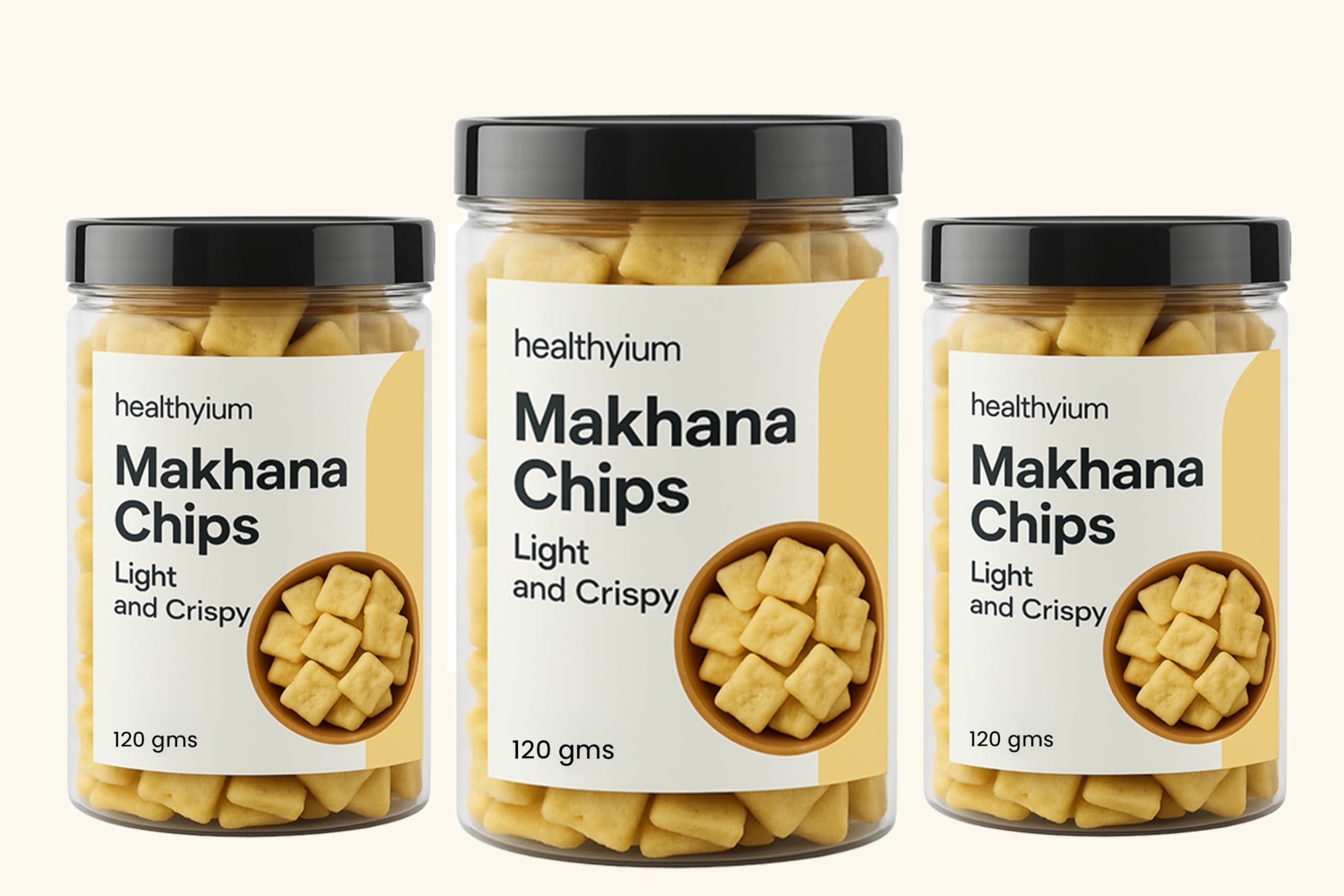 Baked Makhana Chips | Roasted & Crunchy Foxnuts | Gluten-Free | No Maida | Low Calorie & High Fiber Snack | Ideal for Kids & Adults | 120g x 3 (Total 360g)