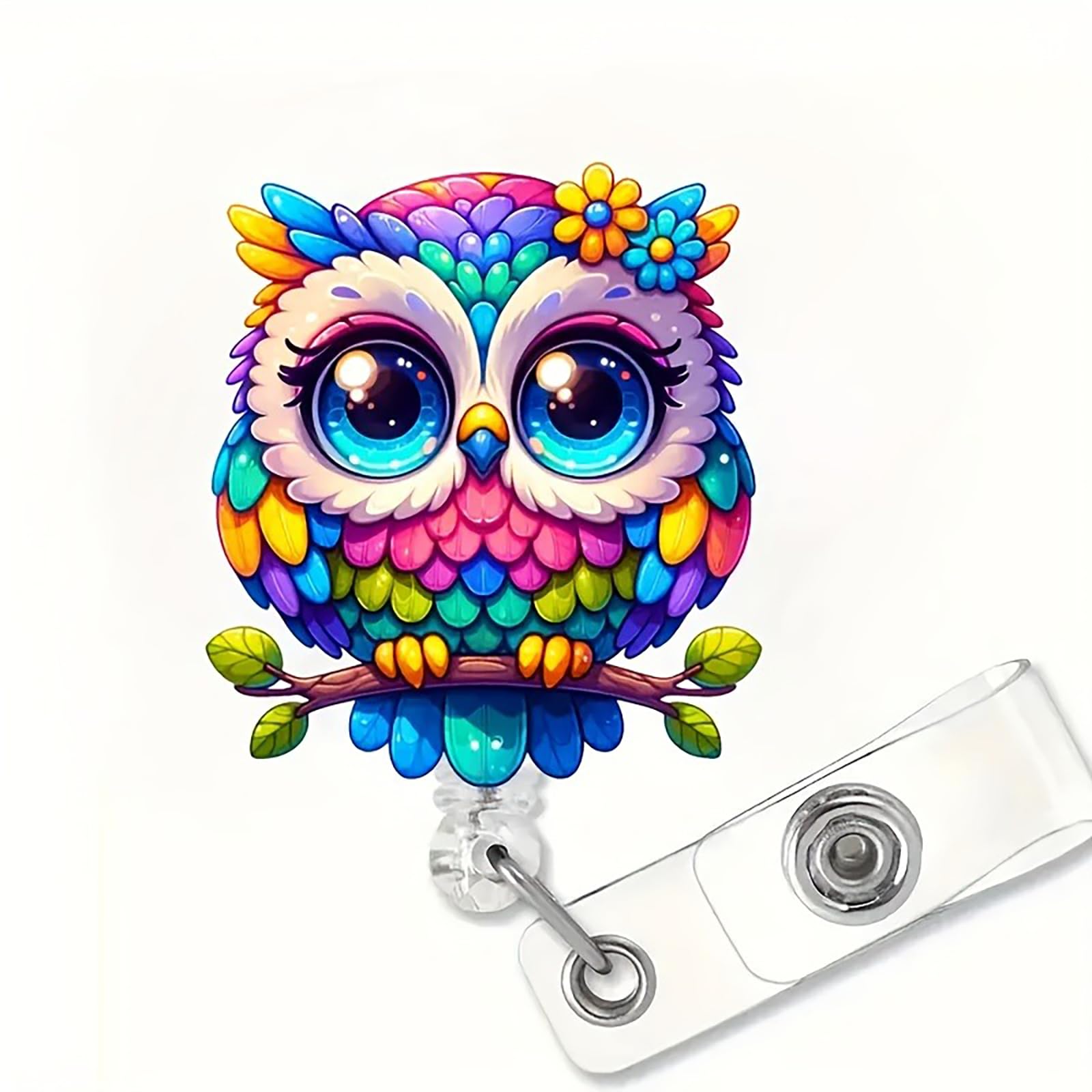 Cute Funny Owl Badge Reel Holder Retractable for Pediatric Nurse Nicu Nurse Nursing Medical Worker & Teacher Funny Animal Peds Badge Reel with