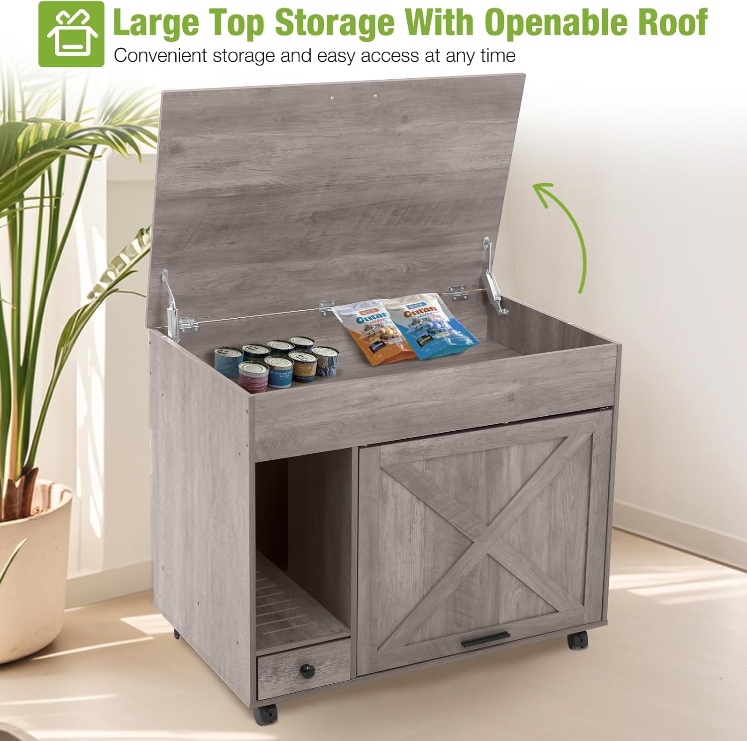 GUTINNEEN Litter Box Enclosure, Hidden Cat Litter Box Furniture, Wooden Cat Washroom Cabinet with Large Storage and Drawer 31.5" L