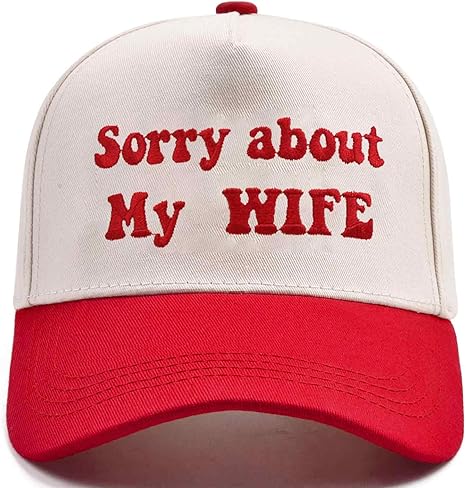 Funny Trucker Hats Embroidered Vintage Snapback Hat for Women Put It On My Husband's Tab Hats Gag Gifts Baseball Cap Red