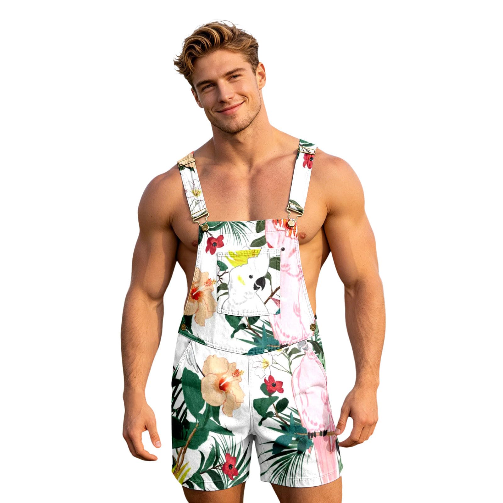 Mono corto de verano transpirable estilo peto vaquero ligero masculino 6