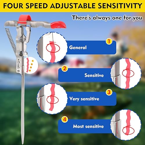 Miniatura 4 de Paquete de 2  4 soportes automáticos de caña de pescar de resorte de acero inoxidable plegable para pesca, soporte de pesca de sensibilidad