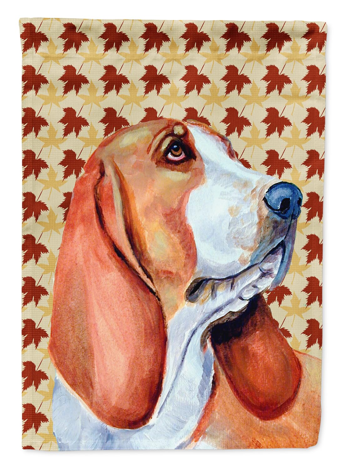Décoration de pelouse d'automne avec le drapeau Basset Hound Fall Leaves LH9107GF