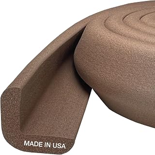 KidKusion Baby Proof Edge Cushion Protector | Made in USA | Foam Rubber Furniture and Fireplace Edge Guard Bumper | Brown | 12 Ft | Tape Included