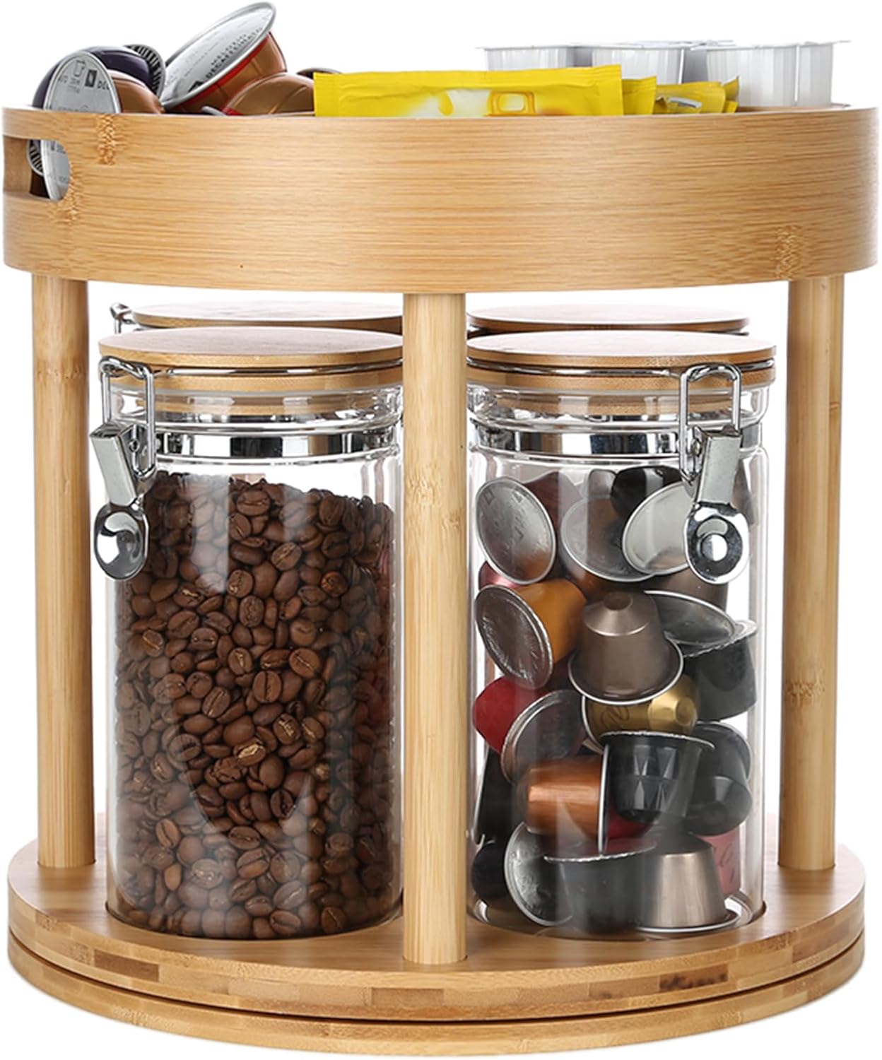 KKC HOME ACCENTS Coffee Tea Bar Accessories Organizer for Countertop,Airtight Glass