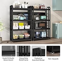 Vista 7 de Estante para panaderos con toma de corriente, soporte para microondas de 4 niveles, estante para panaderos de cocina independiente, soportes