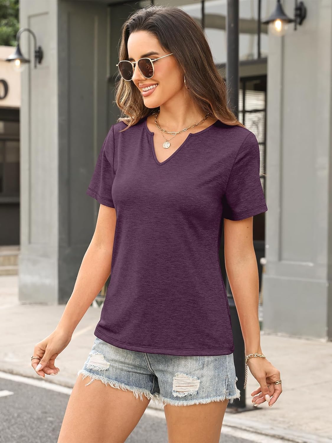 TICTICMIMI Women's V Neck Short Sleeve Tops Summer Casual T Shirts - Image 5