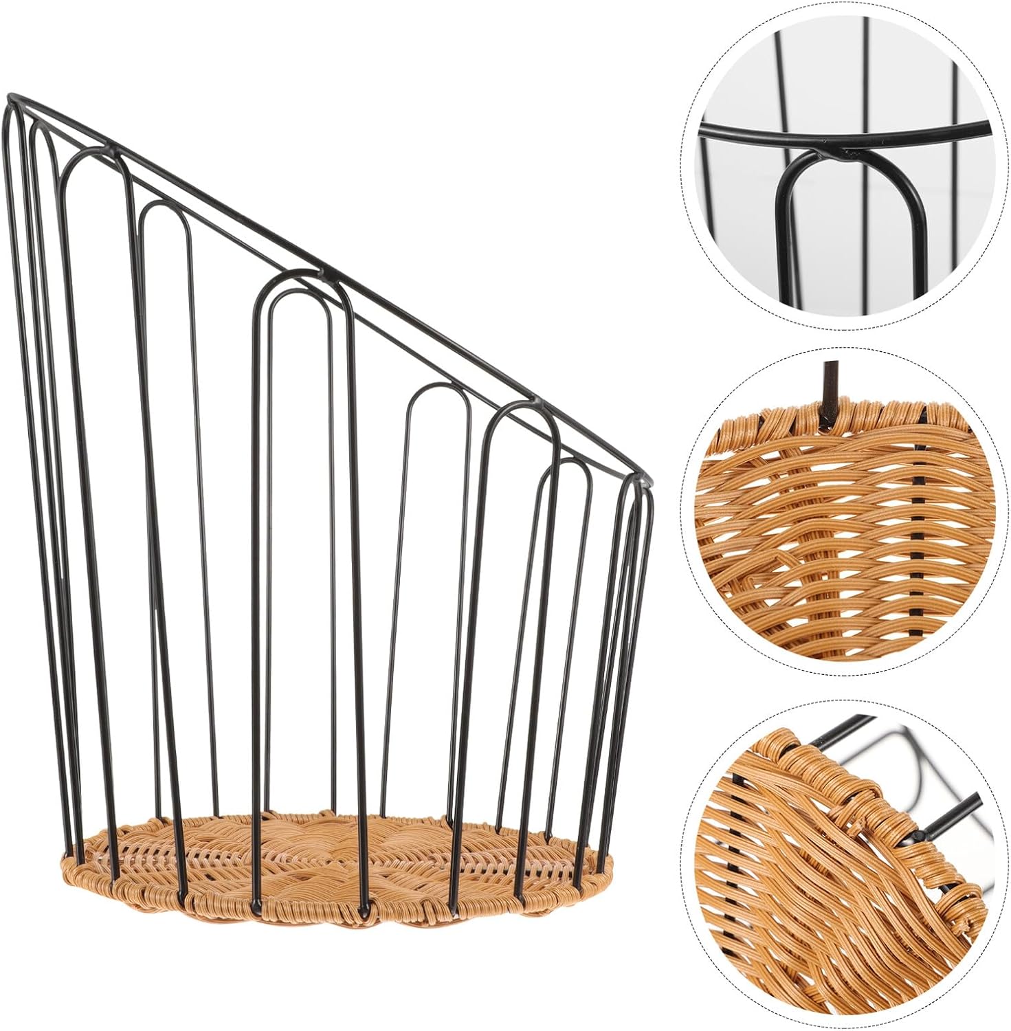 Woven Bread Basket Iron Frame Rust-resistant Bread Serving Basket for Kitchen Counter and Bakery Display