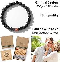 Vista 7 de Christmas Stocking Stuffers for Teen Boys/Men-Strength/Confidence-Masculine Handmade Gemstone Bracelets with Meaningful Card