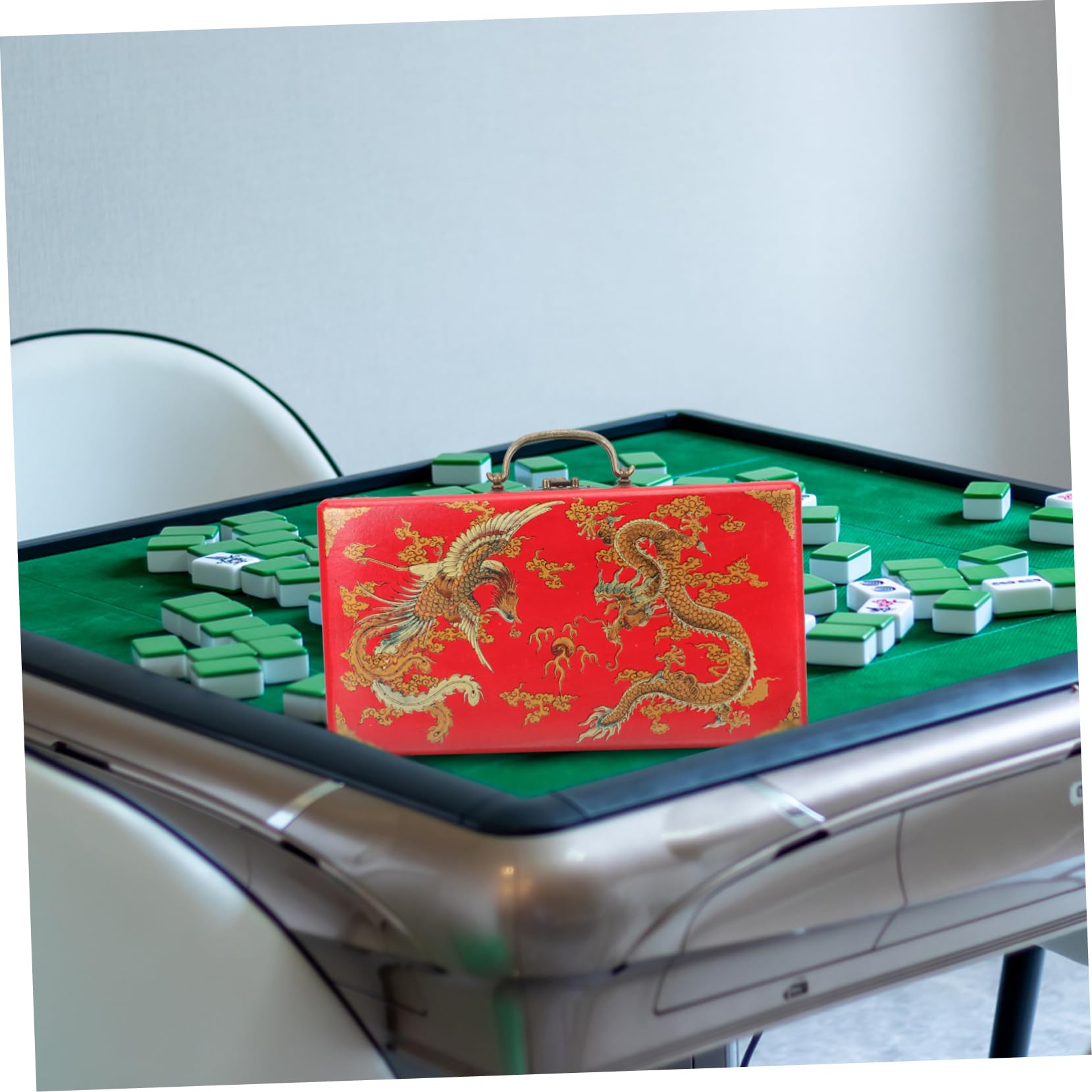 Boîte étui de mahjong rétro Majong contenants récipient avec couvercle mah-jong organisation maison organisation familiale de mahjong conteneur de mahjong en bois