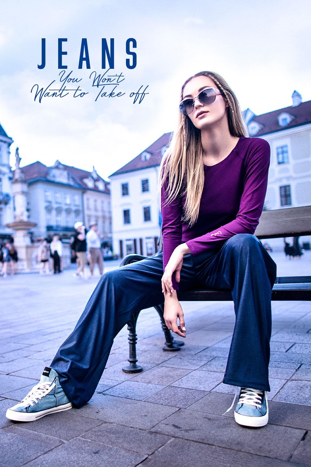 WINSHAPE Damen Trainingshose Functional Comfort Wide Leg Pants Cul105c “high Waist” im Jeans Print