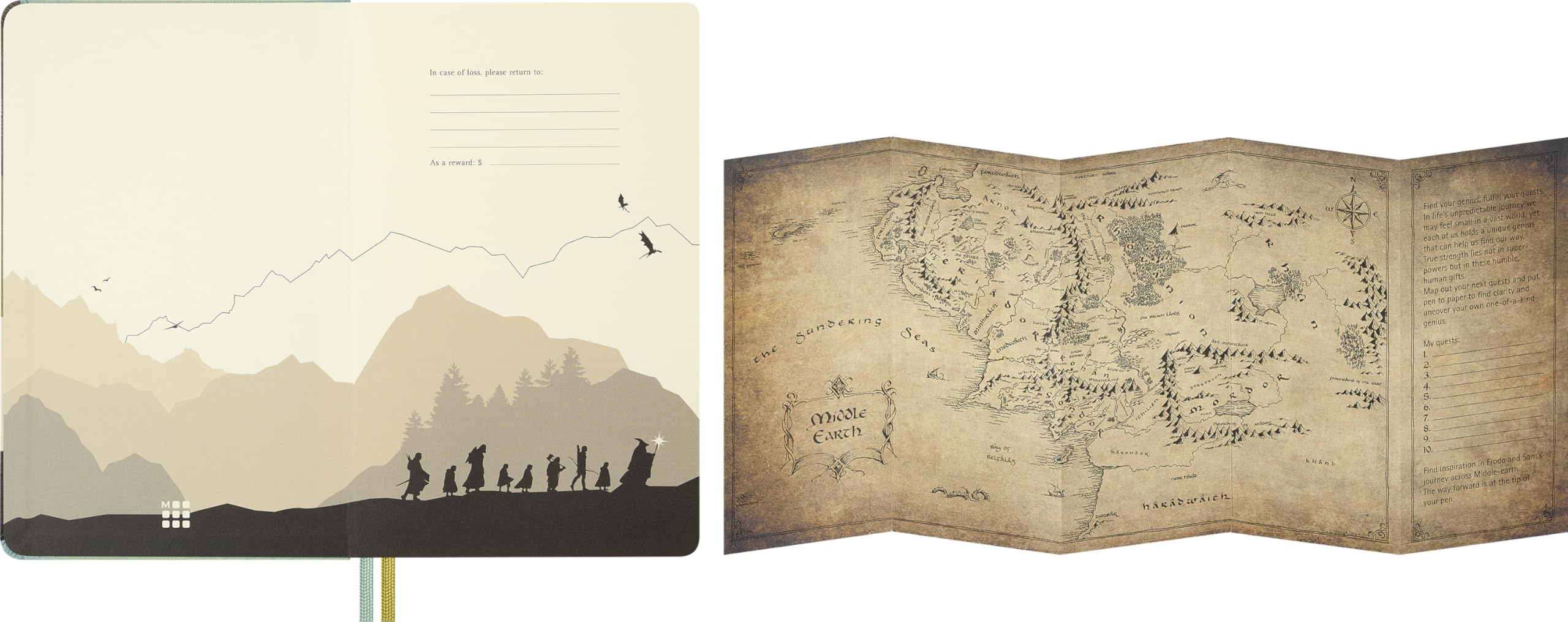 Moleskine Agenda Semanal de 18 Meses 2026 27, El Señor de los Anillos, Tapa Dura de Tela con Cierre Elástico, Legolas y Gimli, Tamaño L 13 x 21 cm