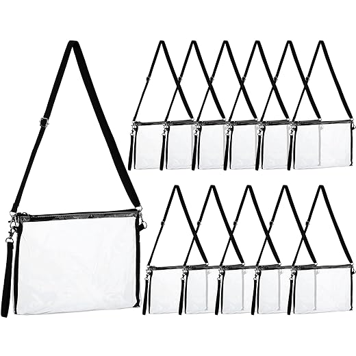 12 Pieces Clear Crossbody Bag Stadium Approved Purse Clear Totes Bag bulk for Women Concert Work Sport Event()