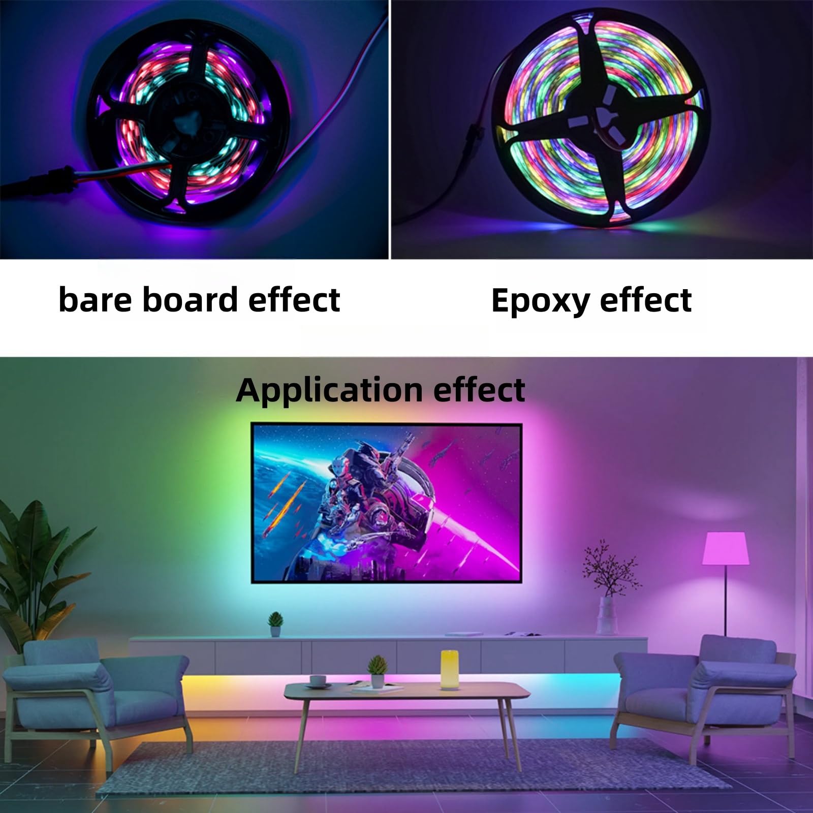 TV Led Retroiluminacion 5V Phantom RGB Misma Pantalla Luz Ambiente Detras De TV Luces Led TV Computer Sync Camara Color Toma De Luz Streaming Inteligente Led Strip Light(Drip Glue,20cm)