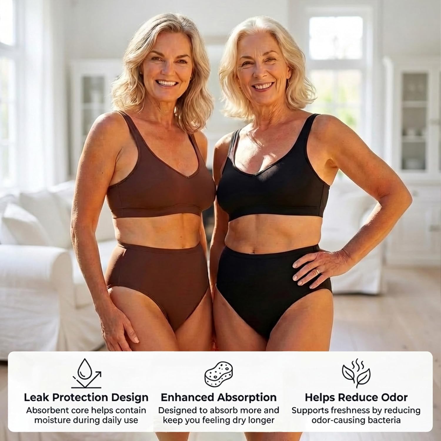 Incontinence Underwear Leak Proof Panties for Women, Tummy Control, Leakproof Bladder Leak, Postpartum Support (Earthy Elegance, L) - Image 3