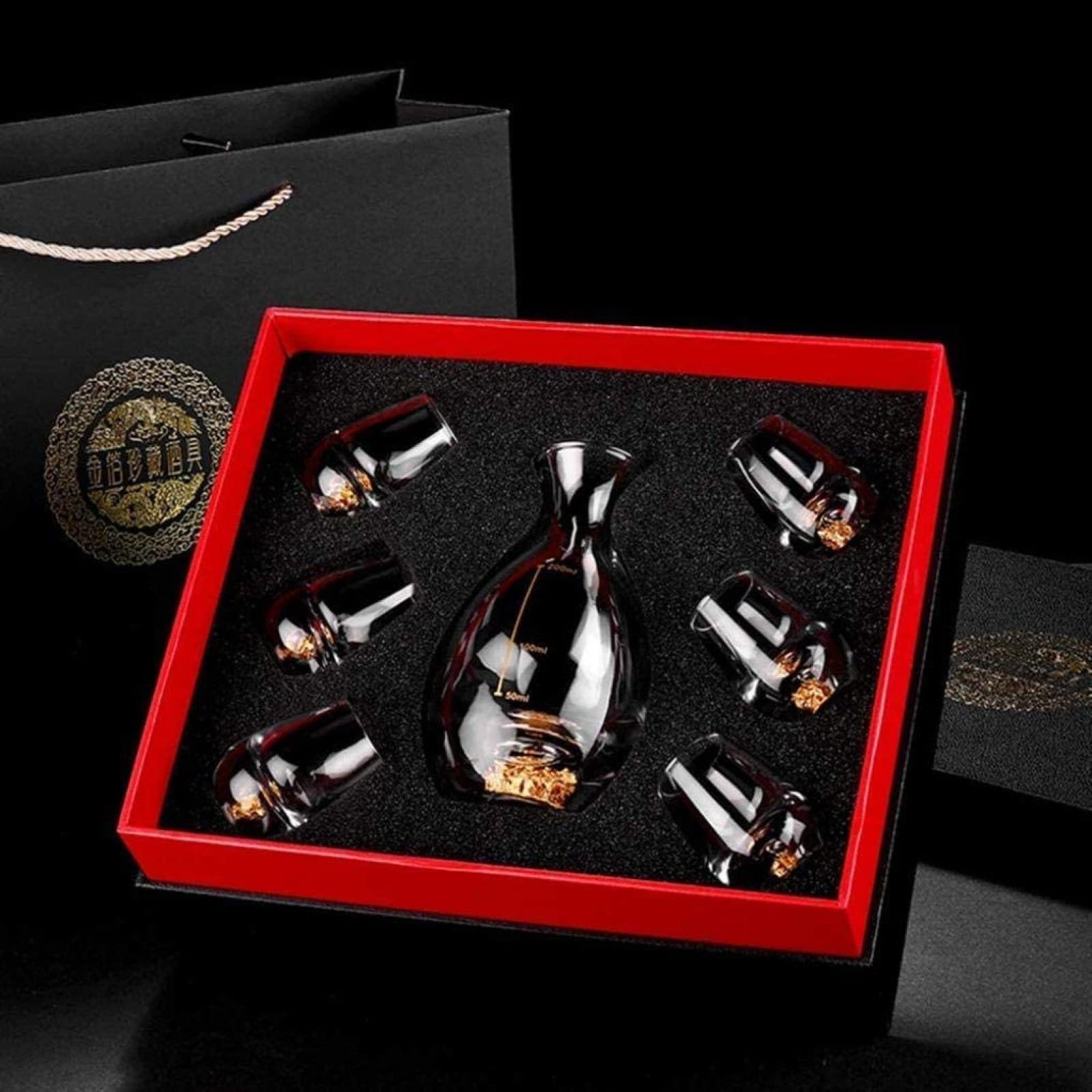Set di 7 bicchieri da sakè in cristallo senza piombo, per vino giapponese, per bevande calde o fredde