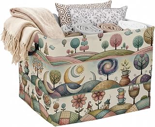 Whimsical Dreamy Art Laundry Hamper, 56L Large Foldable Laundry Basket with Handles, for Clothes, Toy Storage Bin, Blankets,Decorative Organizer for Shelves & Closet Home Decor Bedroom & Nursery