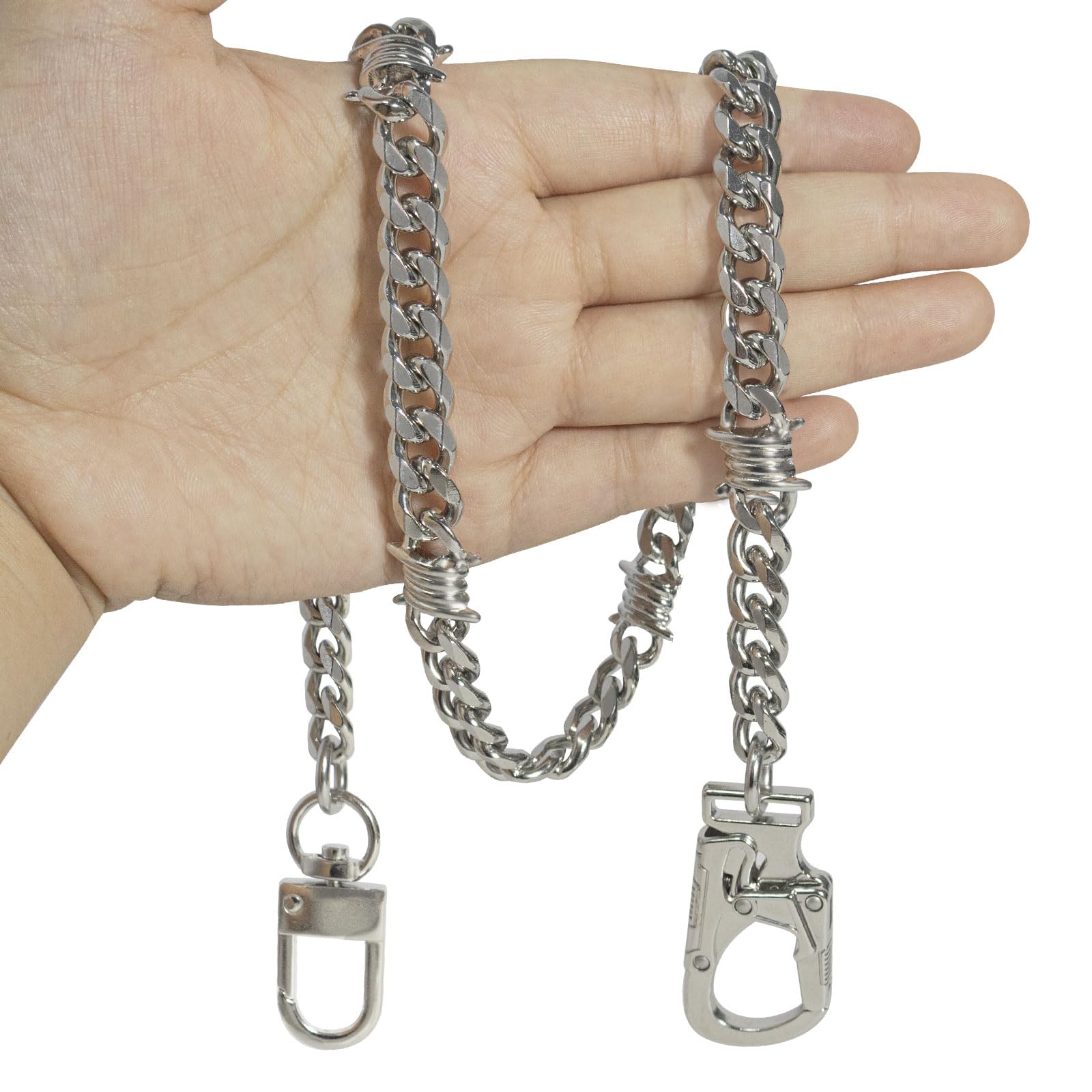 Ahiller Schlüsselkette, Hosenkette aus Edelstahl mit karabiner Schlüsselanhänger und Doppelverschluss, Biker Geldbörsenkette für Herren Damen