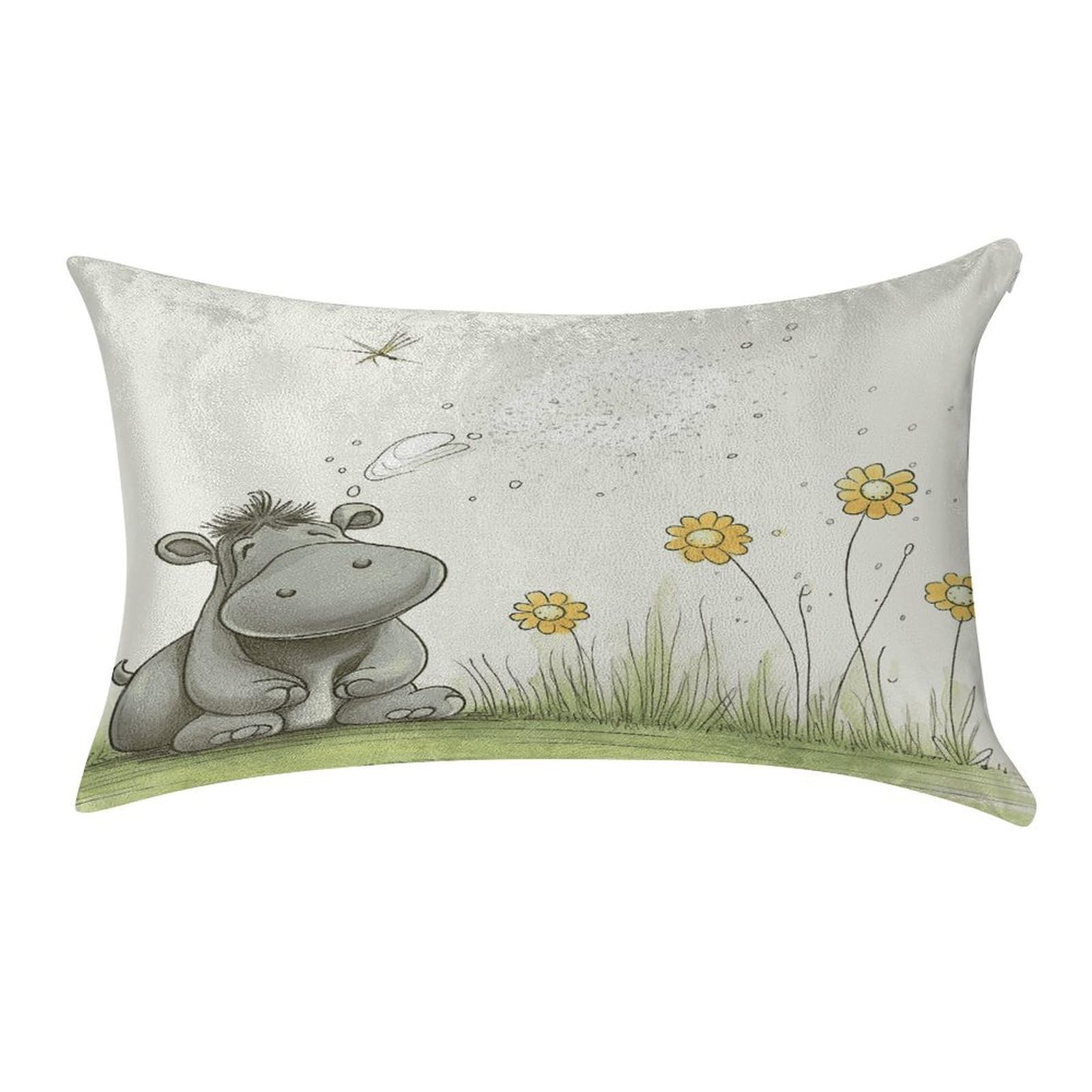 Btcowzrv Style Hippo And Dandelion Pillow Cover Pillow Case Pillowcase