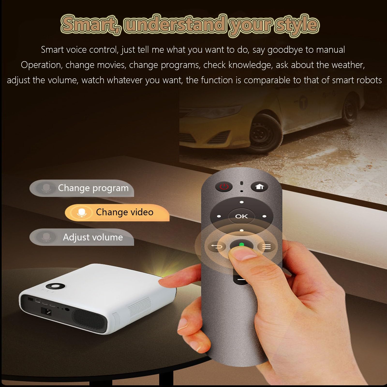 Mini Proiettore Portatile, Auto Focus/Keystone,Videoproiettore 4K Per Esterni/Home Cinema,Compatibile Con Ios/Android/Tablet/HDMI/TV Stick/USB A