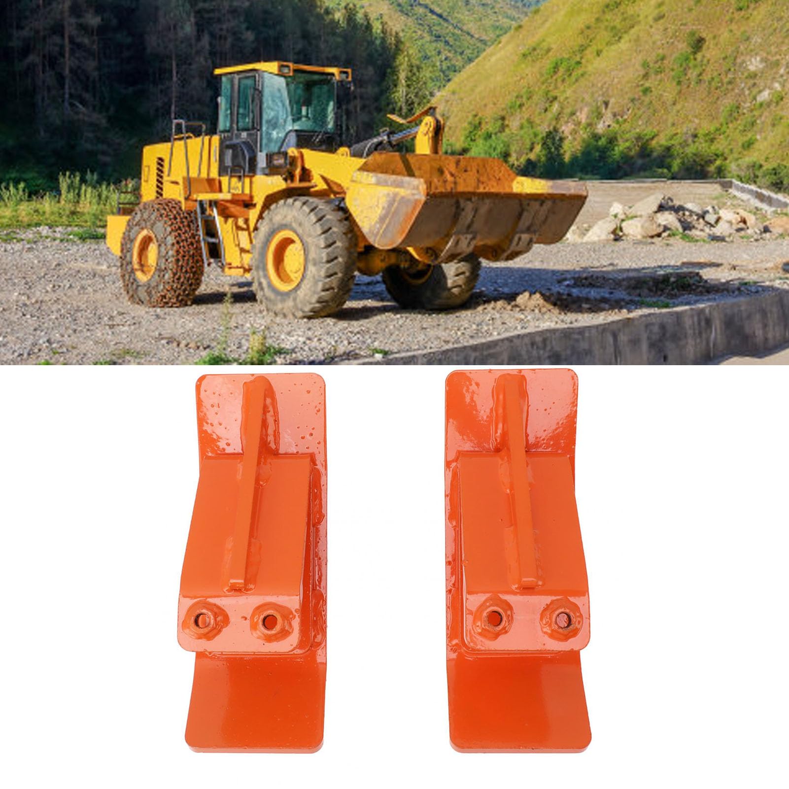 2 Stück Traktor-Eimer-Schutz-Zubehör, Skikantenschutz, Rasentraktor-Aufsätze mit Doppelten Sicherungsmuttern und Schrauben aus Stahl für Traktor-Schneeräumsprinkler