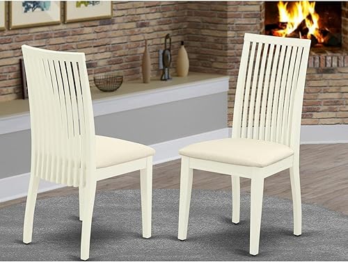 Miniatura 2 de East West Furniture IPC-LWH-C Ipswich - Sillas de comedor tapizadas de tela de lino, juego de 2, color blanco lino