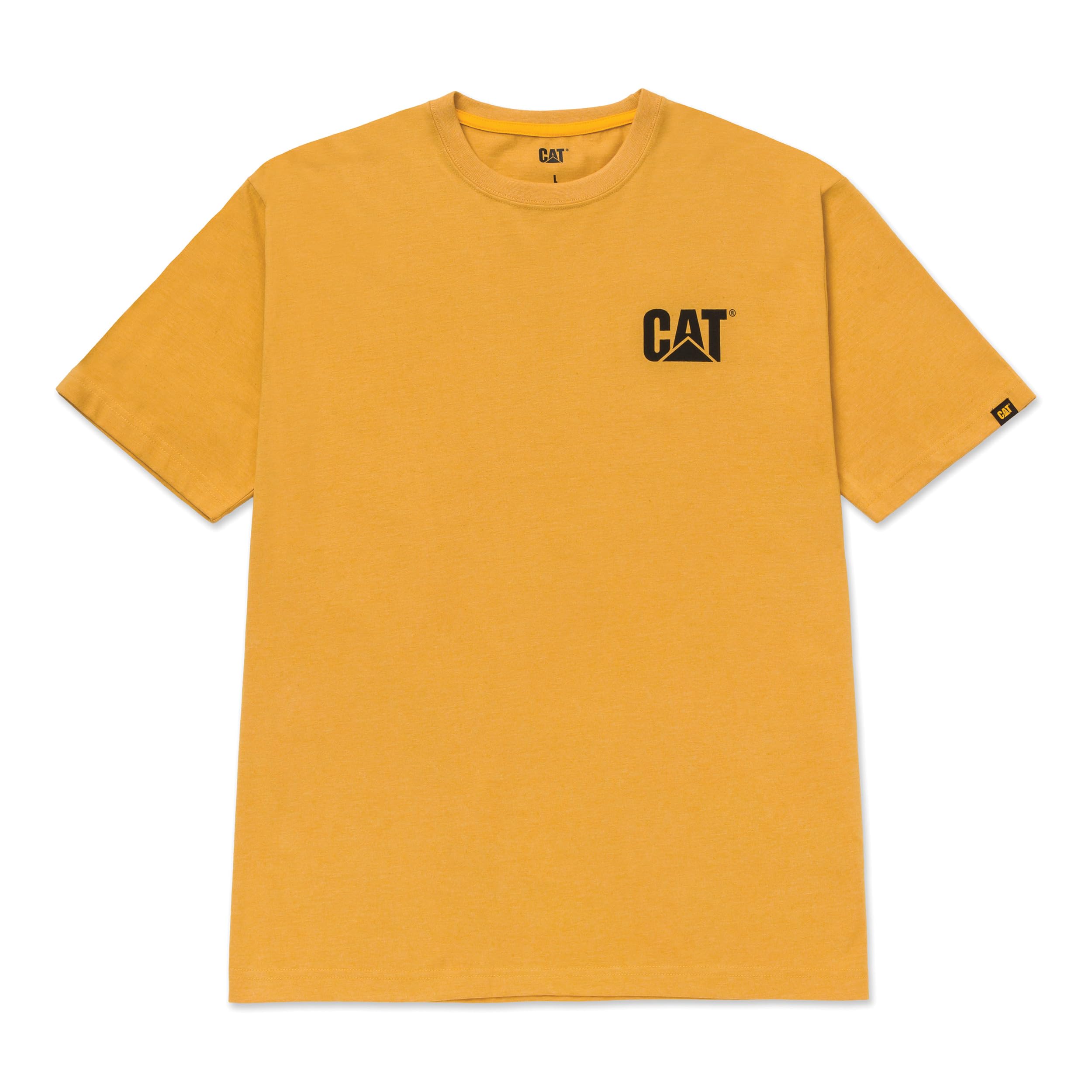 CAT Mens Trademark T-Shirts with Shape-Retention Rib Trim Spandex Tagless Neck and Cat Logo on Left Chest