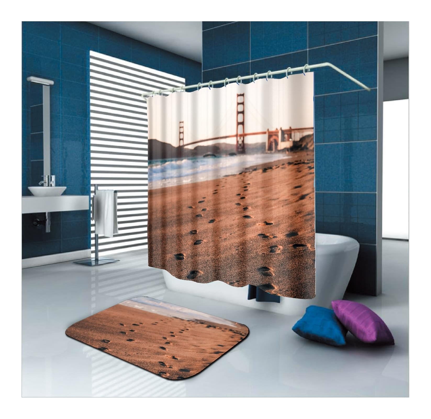 Rideau de douche en tissu marron pour s'évader au quotidien dans sa salle de bain