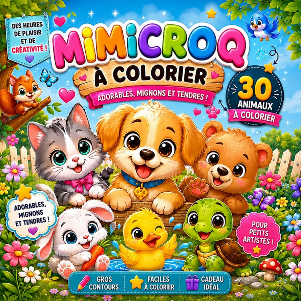 MIMICROQ à colorier: 30 animaux adorables, mignons et tendres !