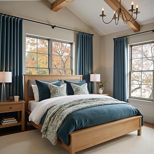 Miniatura 6 de Lazzzy Cortina opaca de terciopelo azul con aislamiento térmico para dormitorio, sala de estar, oscurecimiento de privacidad, cortinas de terciopelo