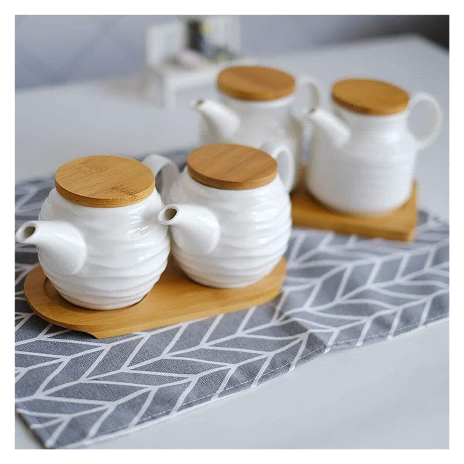 Dispenser per olio e aceto, bottiglia in ceramica per condimenti, contenitore per liquidi per salsa di soia e aceto, 7,5 x 9 x 18 cm, accessorio da cucina
