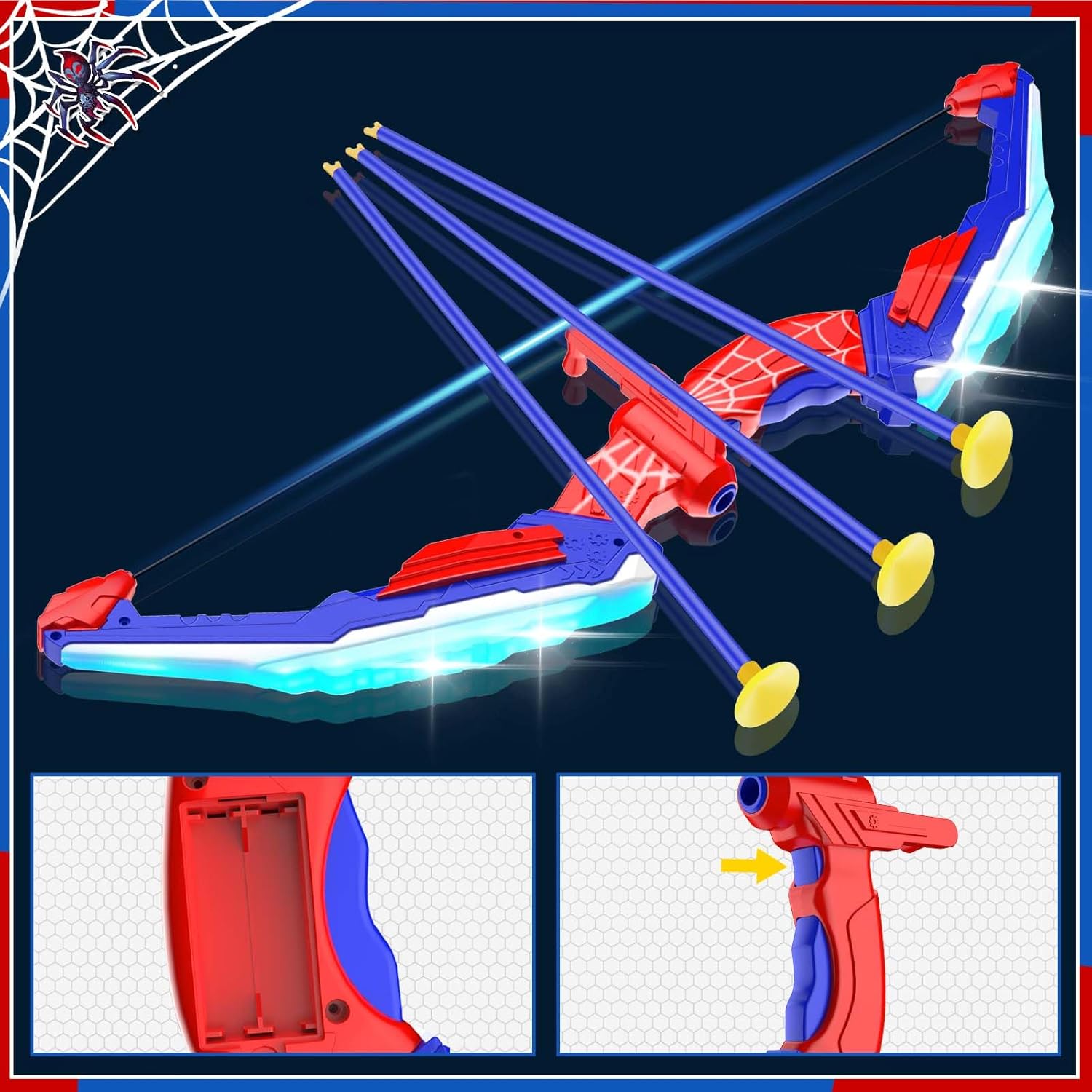 Kids Bow and Arrow Set LED Light Up Archery Set with 10 Suction Cup Arrows, 1 Archery Targets,3 Score Target for Kids Ages 3-12 Birthday Gifts Toys for 5 6 7 8 9 10 11 12 Year Old Boys Girls