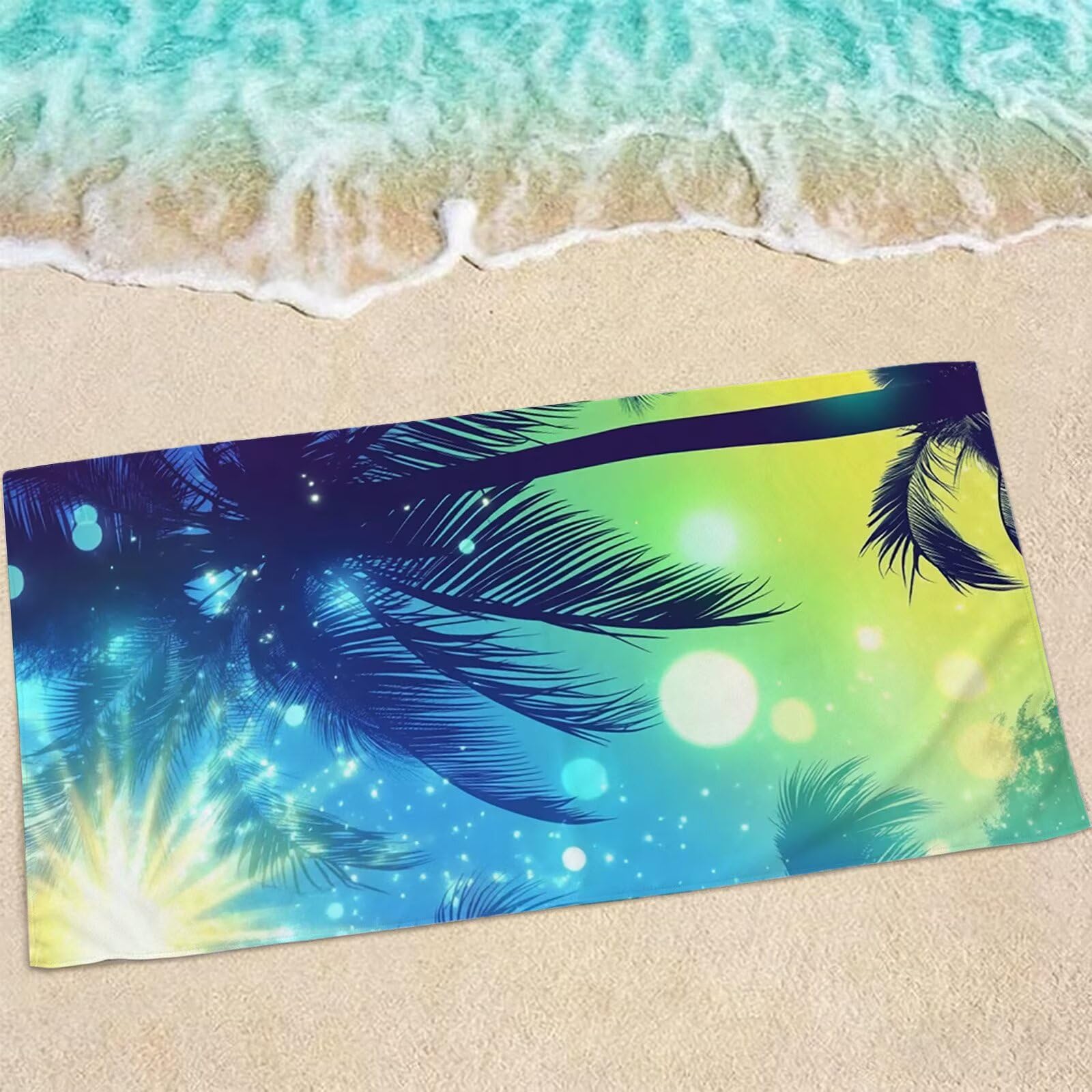 Serviette piscine anti-sable et grand drap de bain microfibre léger vert