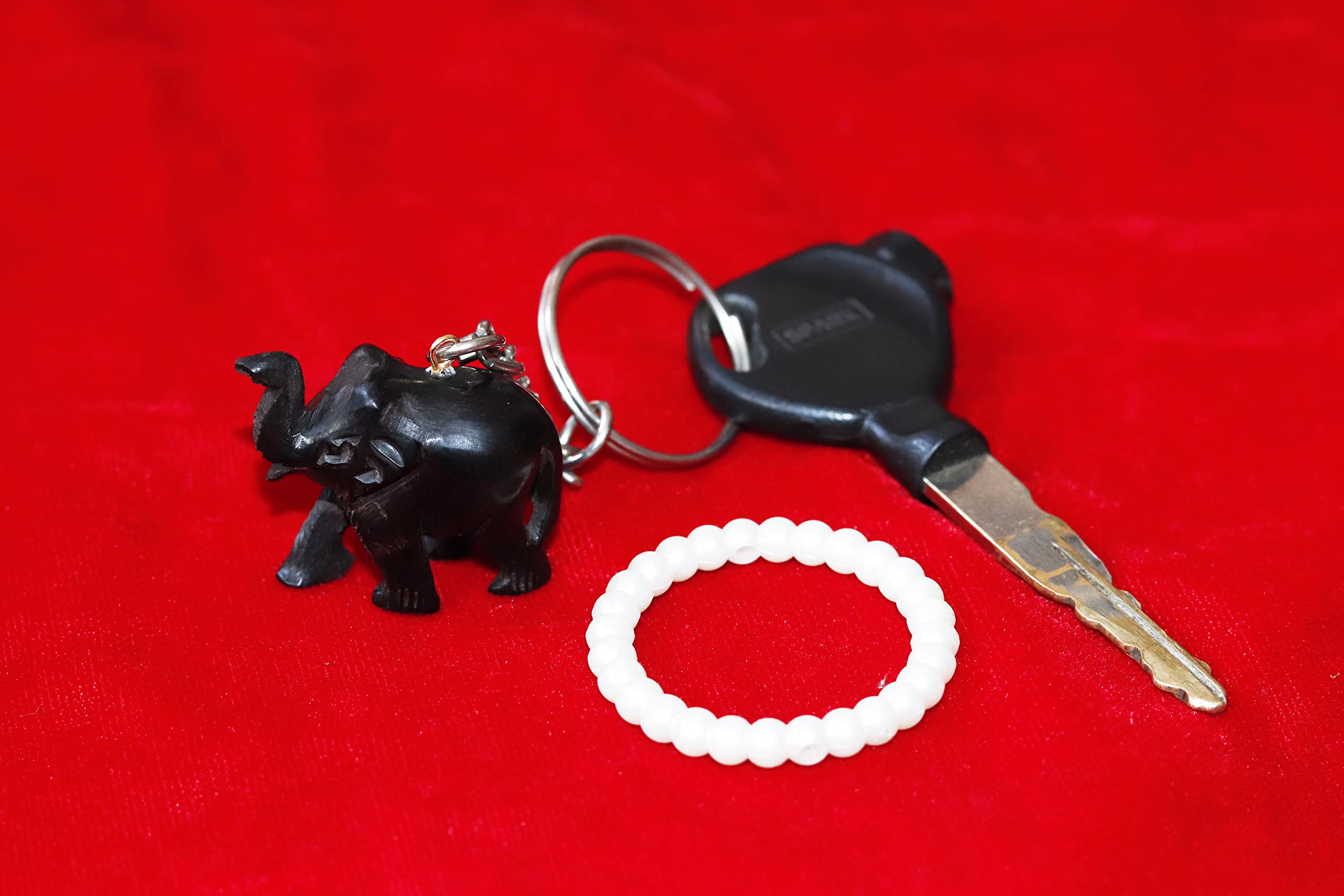 Ebony Wood Elephant Keychain 1 inch, Karungali Kattai Upper trunk Elephant Keychain [ pack of 1 ]-image-16
