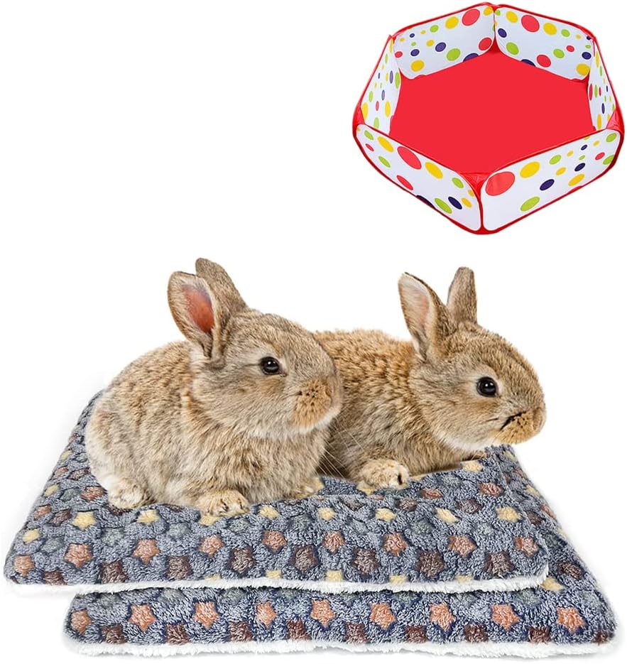 Amakunft 2 Pcs Large Guinea Pig Bed Mat, Rabbit Sleep Bed, 17.7x13.7x2 Inches, Small Animal Playpen for Bunny/Chinchilla/Hedgehog
