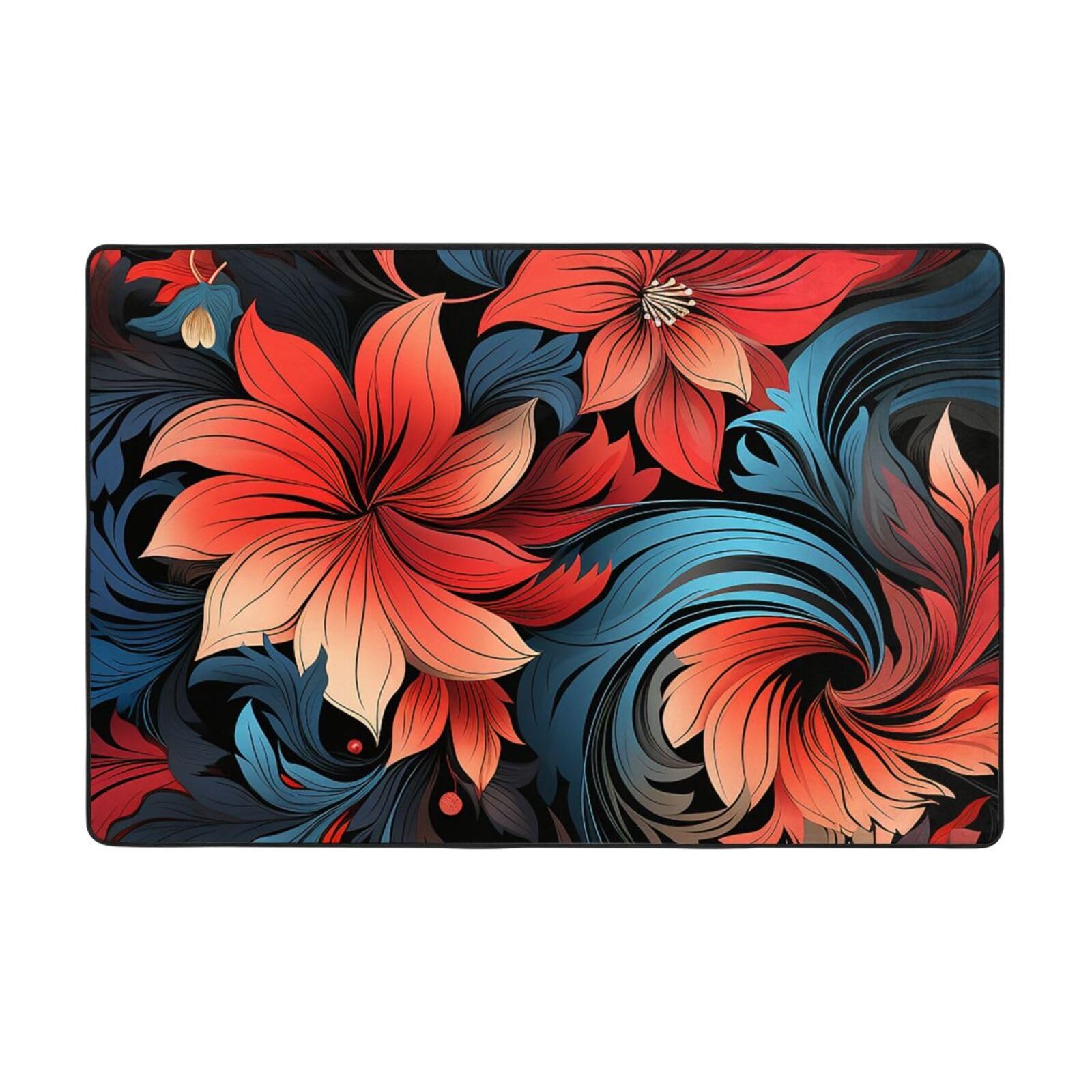 Tapis de bain antidérapant et doux en flanelle rouge pour sécuriser la salle de bain