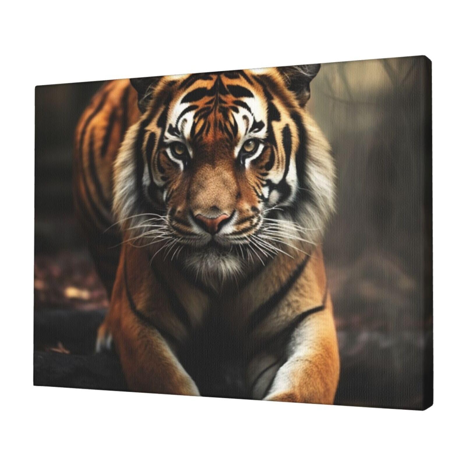 KLOPH Wild Animals Tiger Canvas Wall Art for Living Room 12"x16" Modern Artwork Painting for Bathroom Hanging Canvas Prints Aesthetic Wallart for Bedroom Kitchen Office Wall Decor