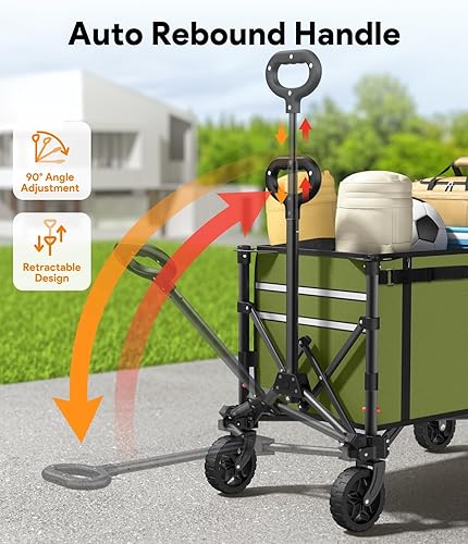 Miniatura 42 de Carro plegable 3 en 1 que se convierte en banco, carrito plegable de 220 libras con ruedas, carrito de compras de 120 L para comestibles, carrito