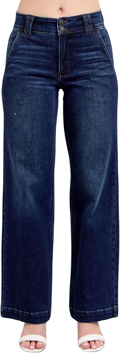 Judy Blue High Rise Wide-Leg Jean Dark Wash, Inseam 32"