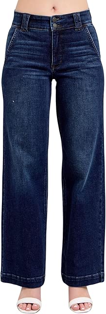 Judy Blue High Rise Wide-Leg Jean Dark Wash, Inseam 32