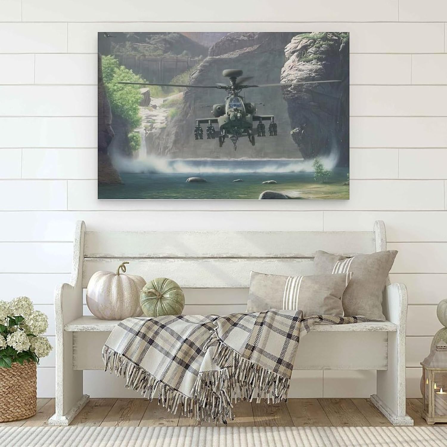 Military Aircraft Poster AH-64 Apache Attack Helicopter Wall Art Wall Art Paintings Canvas Wall Decor Home Decor Living Room Decor Aesthetic 20x30inch(50x75cm) Unframe-style image 3