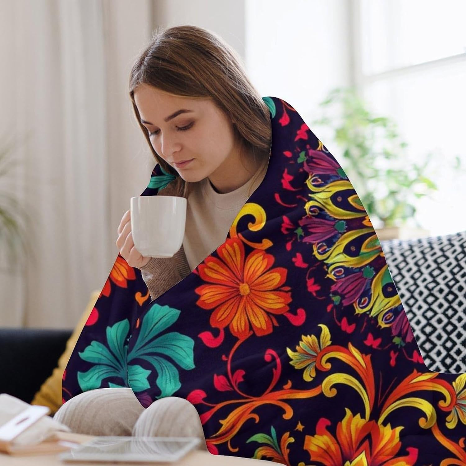 Mandala Throw Blanket,Psychedelic Blanket Decor Gifts for Adults Women Men, Lightweight Soft Flannel Fleece Cozy Blankets for Bed,Sofa,Couch,Camping for All Season(60''x 50'') - Image 3