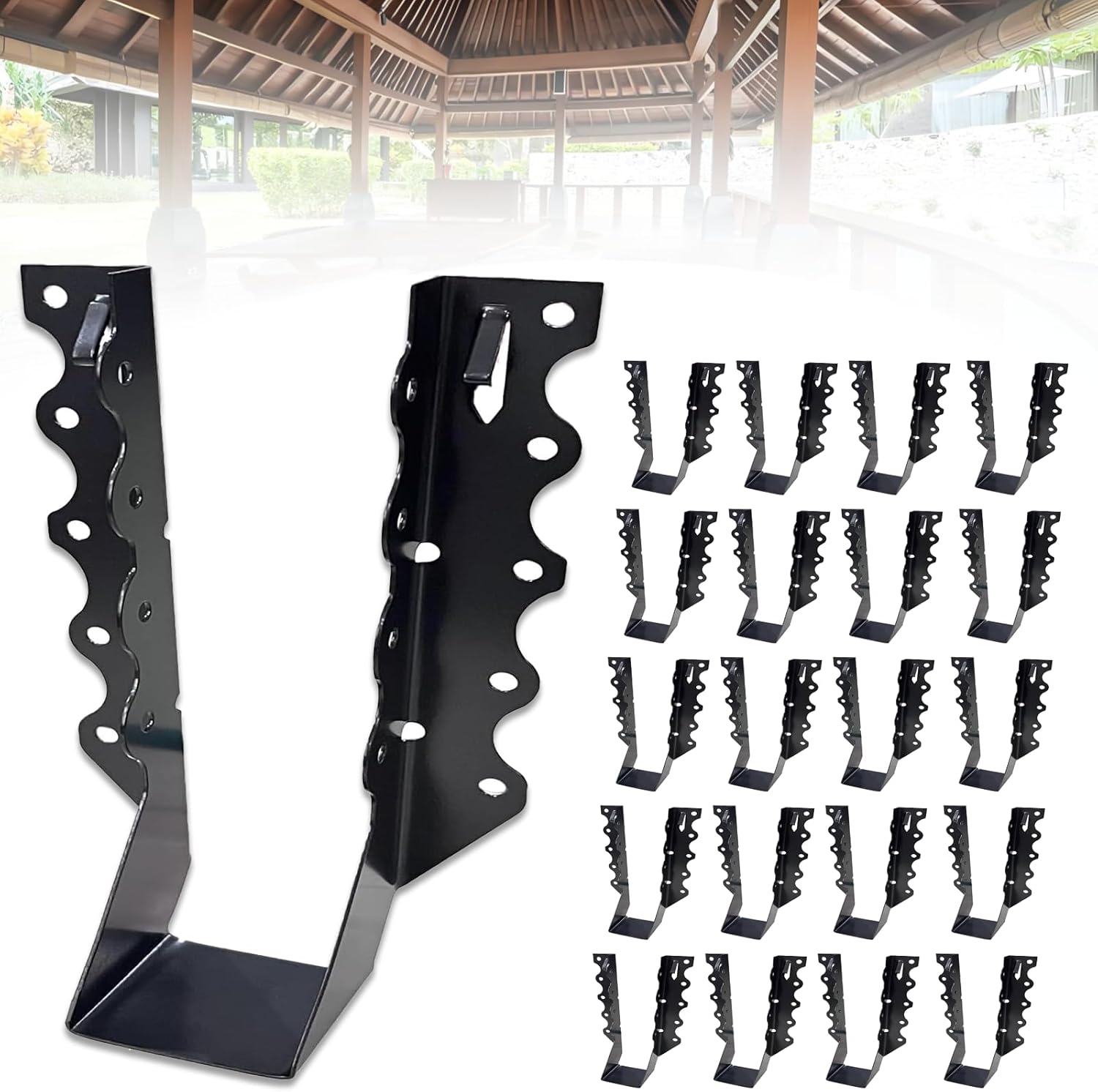 20 PCS 2x6 Joist Hanger,Black Powder-Coated,18 Gauge Galvanizing Face Mount,for Rafter Hurricane Ties Joist Hangers, Tie Brackets for Floor Deck and Ceiling Trusses (2"x 6", 20PCS)